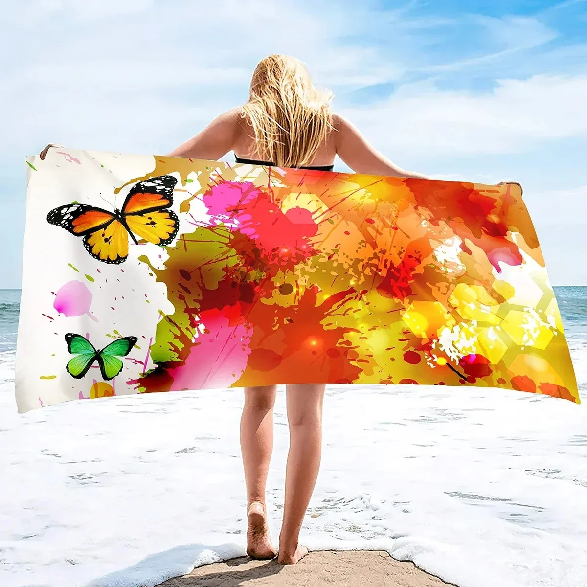 

Beautiful Butterfly Beach Towels, Oversized Soft Beach Blanket, Absorbent Quick Dry Bath Towels, Adults Kids Travel Beach Towel