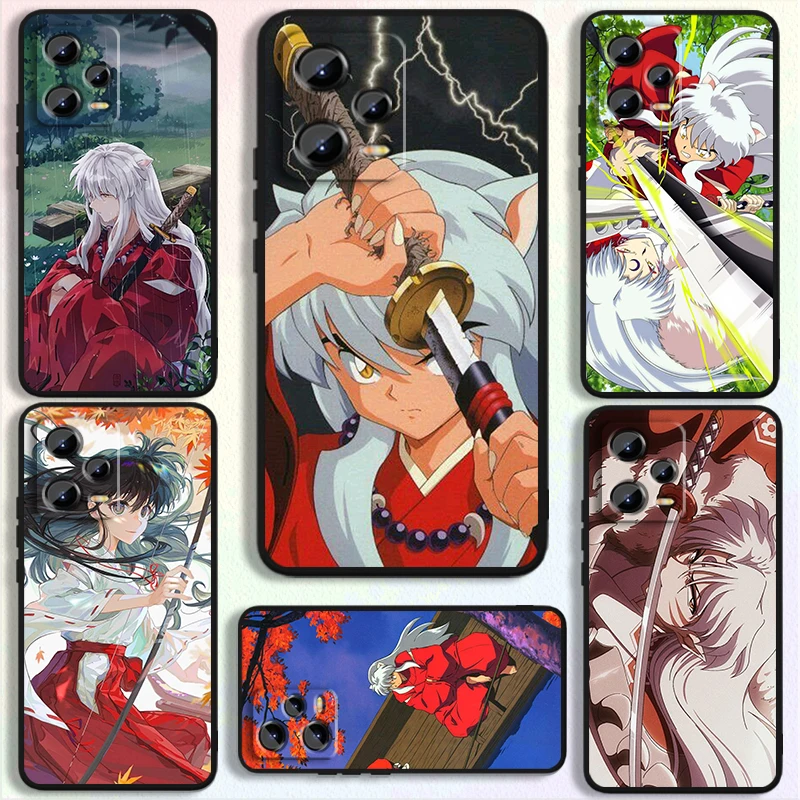 Anime I-Inuyashas Art For Xiaomi Redmi Note 13 12R 12 12S Turbo 11 11T 11S 10 10S Pro Plus 5G Black Soft Phone Case