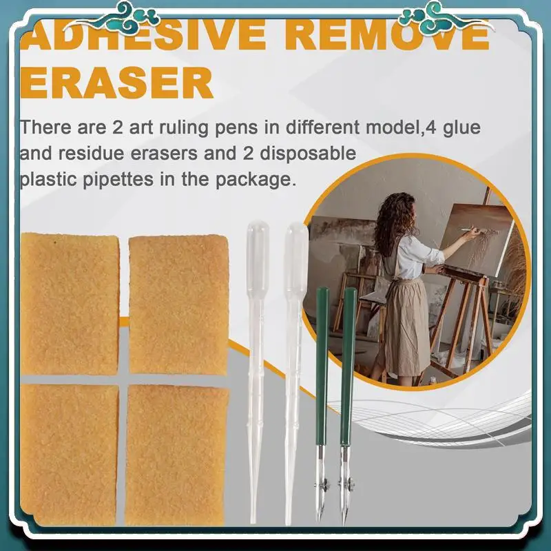 

Easy To Use Art Ruling Pen Set Masking Fluid Pen With Glue Residue Eraser,Ruling Ink Pens Fluid Line Drawing Tool For Mounting A