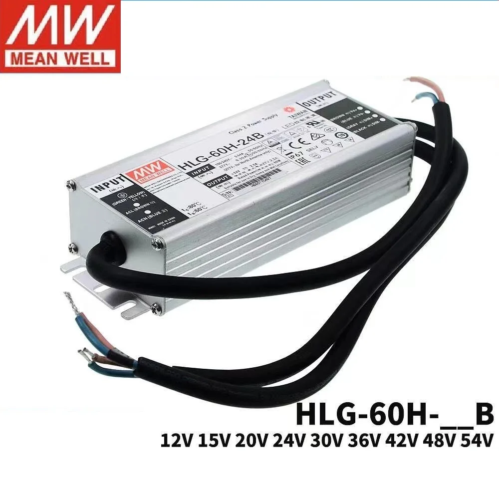 

MeanWell HLG-60H-42B 42V1.45A Constant Voltage Constant Current 3 in 1 dimming LED lighting Driver Water proof PFC IP67