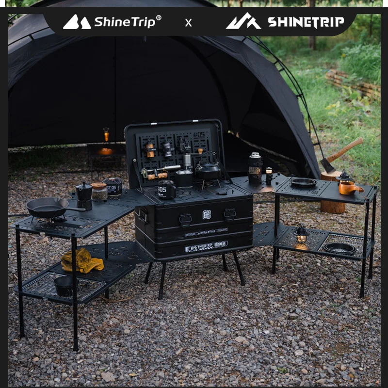 ערכת קפה מחנאות shinetrip ערכת קומבו מודולרית רב תכליתית שולחן טקטי בסיס משולב ללא שילוב סגסוגת אלומיניום סגסוגת אלומיניום