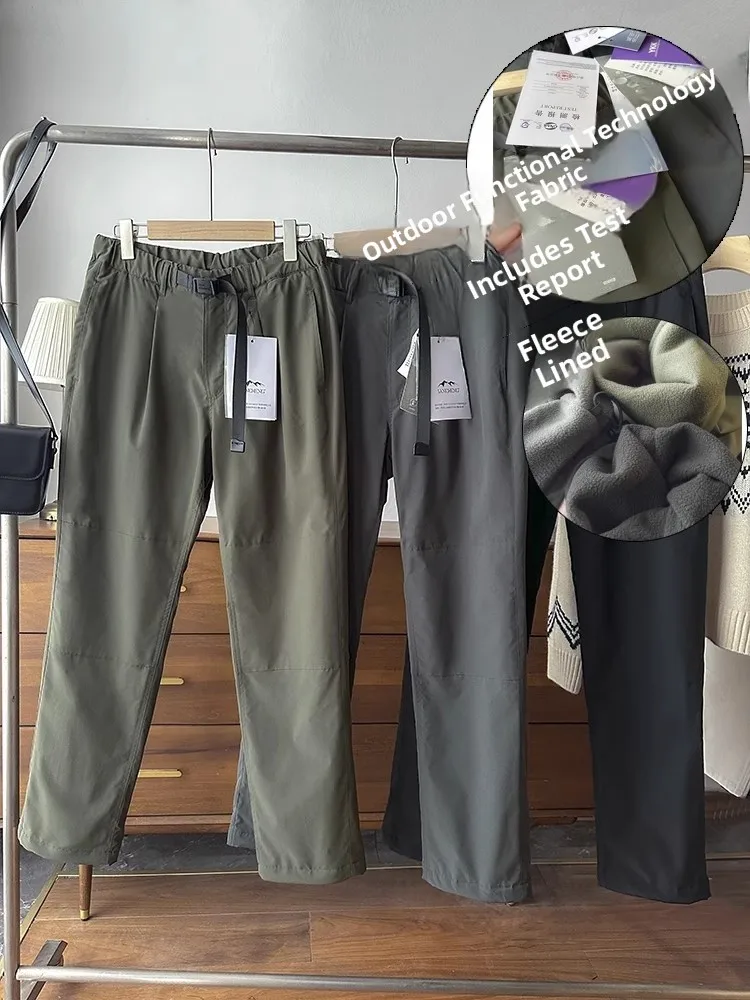

Мужские уличные ветрозащитные водонепроницаемые утепленные флисовые брюки с поясом, повседневные длинные брюки, осенне-зимняя функциональная модная одежда