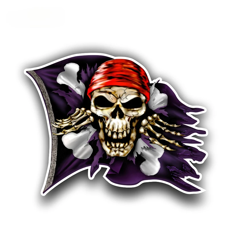Car Stickers Fashion PVC Personality Flag Pirate Skull & Crossbones Flag Decal Auto Motorcycle Decals Accessories ,13cm*10cm