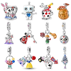 Fairy Tale Charms 925 Silver Fox Rabbit Rose Robot Castle Prince Beads Fit 3mm 925 Original Bracelets DIY Jewelry Birthday Gift