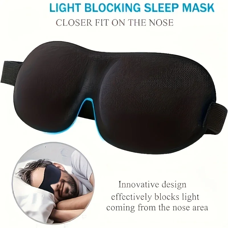 3D Sleep Mask for Side Sleepers, Light Blocking Eye Mask w/Adjustable Strap - Soft Breathable for Men & Women, Travel & Nap