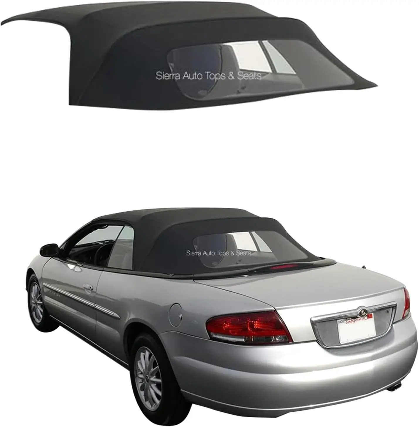 

Convertible Top Replacement for Chrysler Sebring 1996-2006 Sailcloth Vinyl, Black, Plastic Window，heat-sealed to prevent leakage