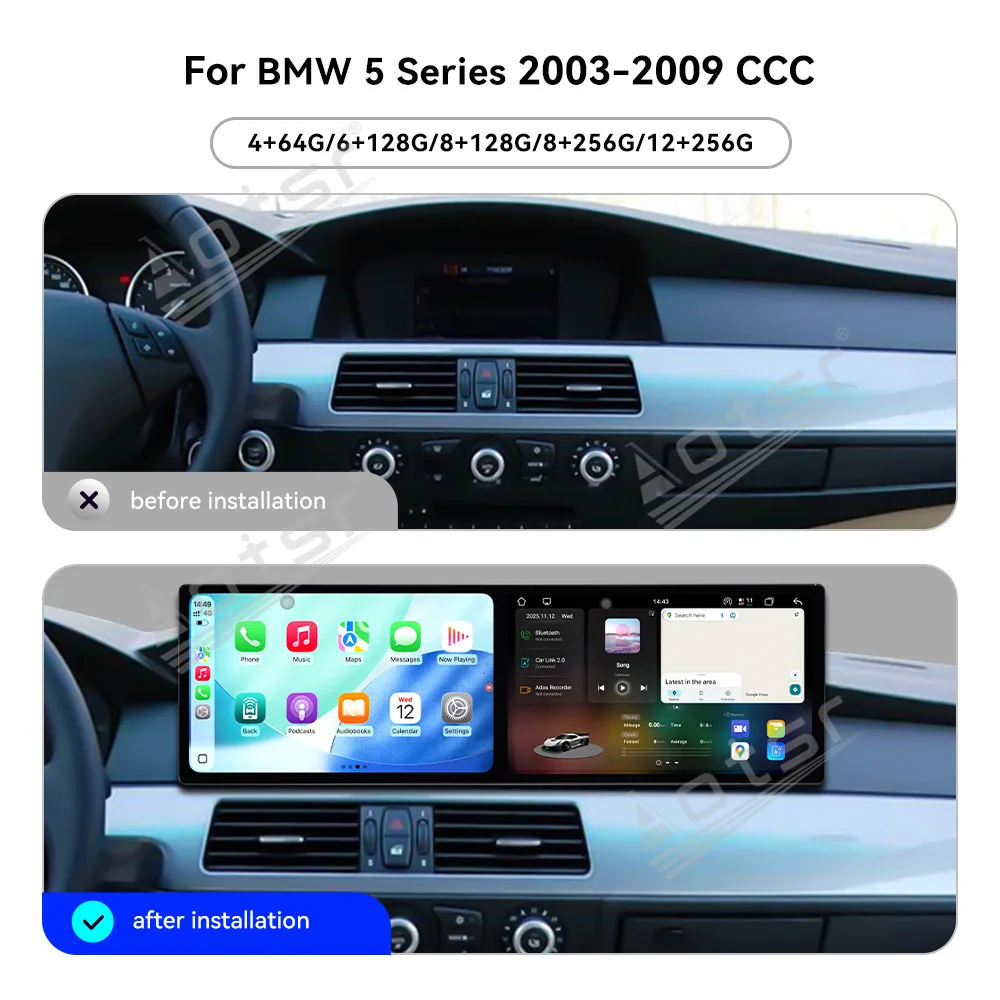 

Автомобильный радиоприемник с двумя экранами 9,1 дюйма для BMW 5 серии E60 2003-2009, автомобильный мультимедийный видеоплеер, GPS-навигация, Carplay, автомобильный радиоприемник HD