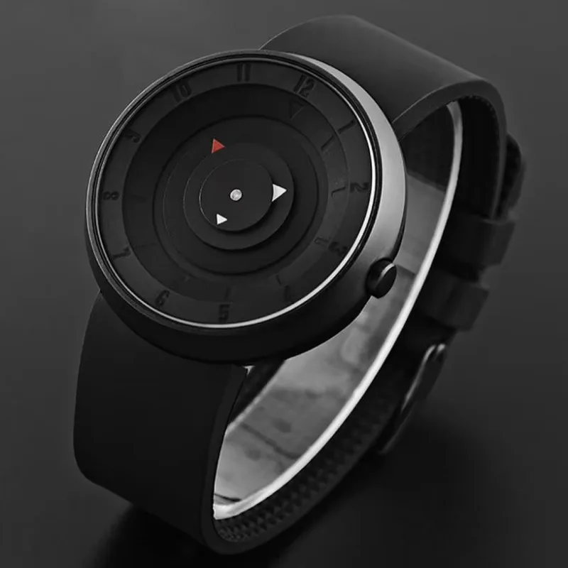 Fashion Creative Turntable Watches Men Big Dial Sport Watches Paidu Black Rubber Band Quartz Wristwatches Men Cheap Price Reloj