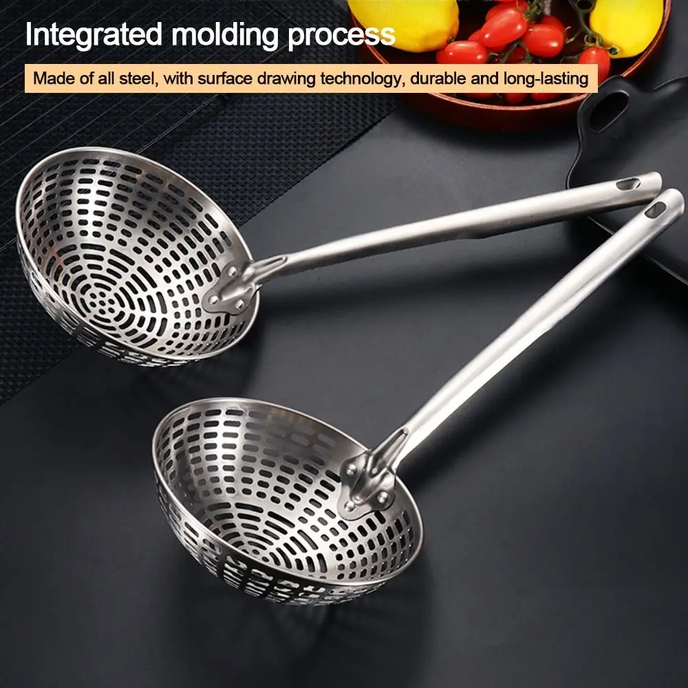 Stainless Steel Colander Long Handle Oil Frying Kitchen Fried Food Net Sieve Tool Spoon Leaky Spoon Household Cooking Tool