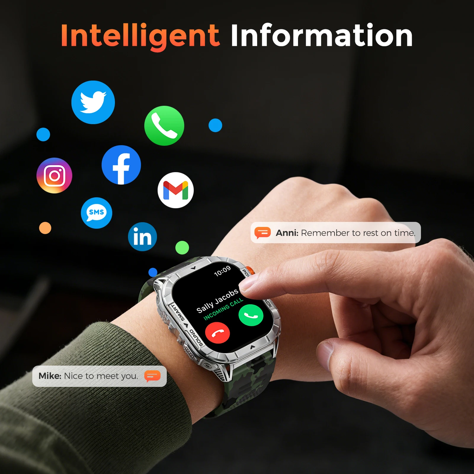 Domars Smartwatch Health Sleep and Blood Oxygen Monitoring  Multiple Sports Modes Boasts a Large 480mAh Battery