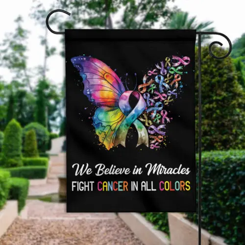 Butterfly Fight Cancer In All Colors Flag, Cancer Sucks In Every Color Flag