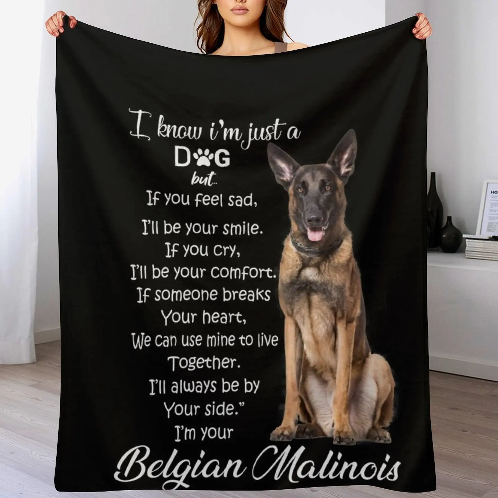 

I know I am just a dog Belgian Malinois Throw Blanket Picnic Cute Plaid blankets ands Personalized Gift Blankets