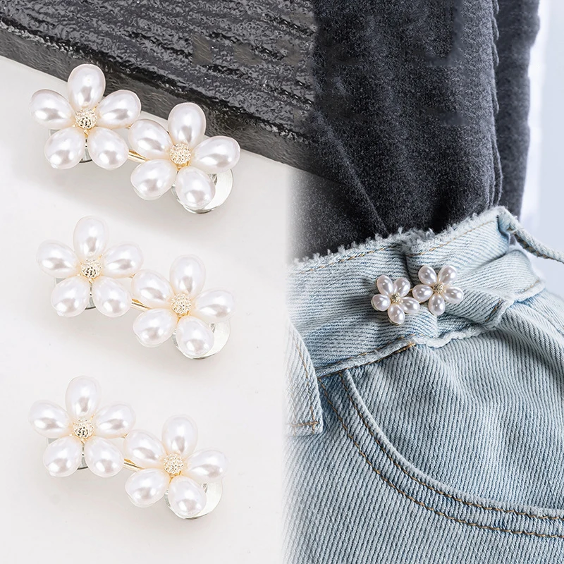 1 par de cintura de metal em forma de flor ajustável apertar decoração simples casal fivelas calça tamanho mudar de grande a pequeno