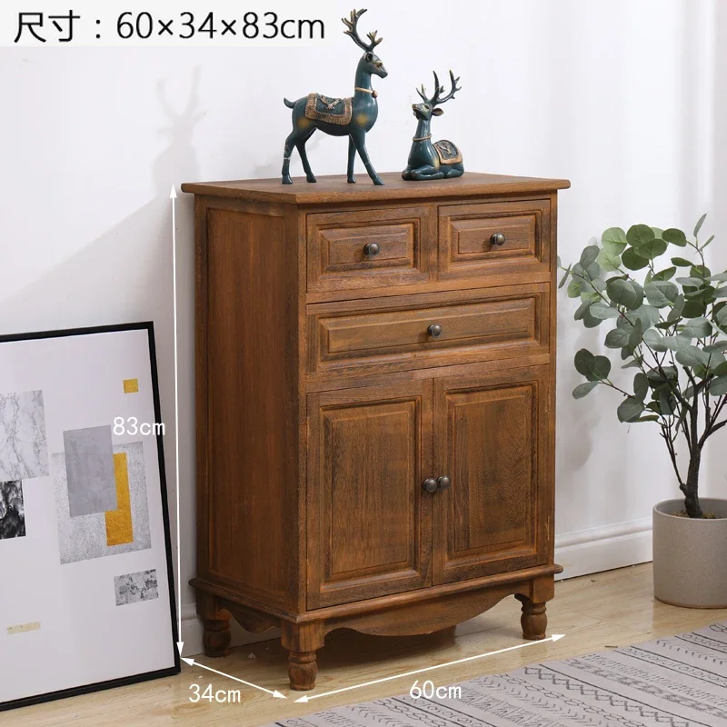 H3-20 Solid Wood American Style Storage Cabinet Bedroom Living Room Side Cabinet Wall-Mounted Storage Cabinet with Doors