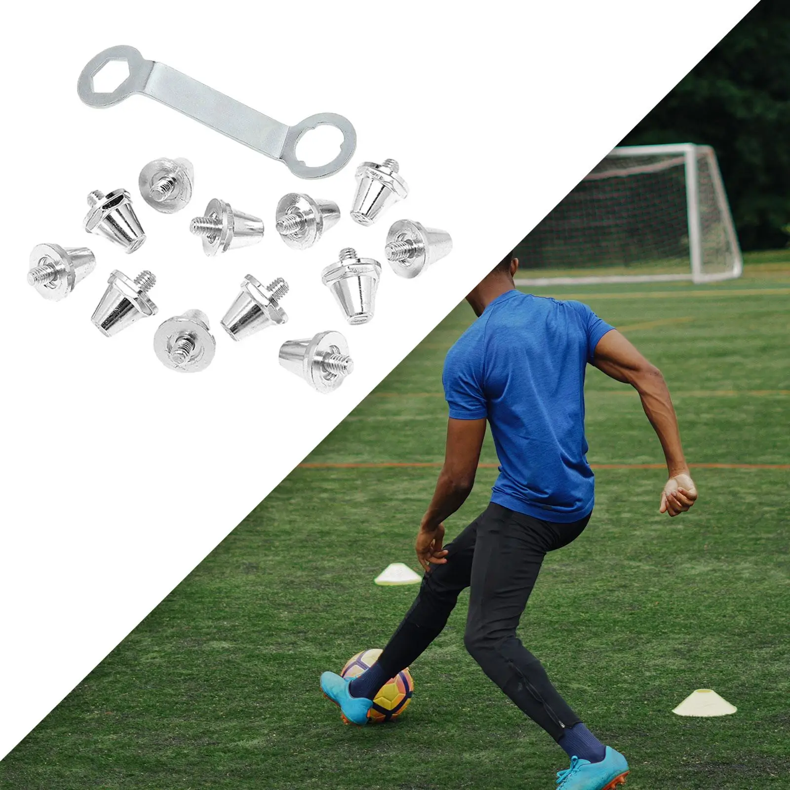 

12Pcs Football Shoe Spikes M5 Threaded Metal Anti Slip Track and Field with Storage Box Soccer Shoe Spikes for Indoor Outdoor