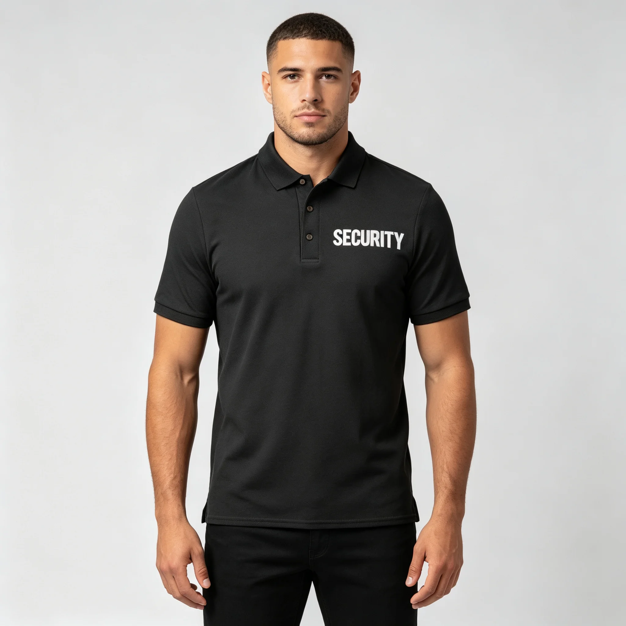 Herren-Sicherheits-Poloshirt mit Front- und Rückendruck, T-Shirt für Mitarbeiter-Veranstaltungen, Uniform aus NYC-Fabrik – Detail 7