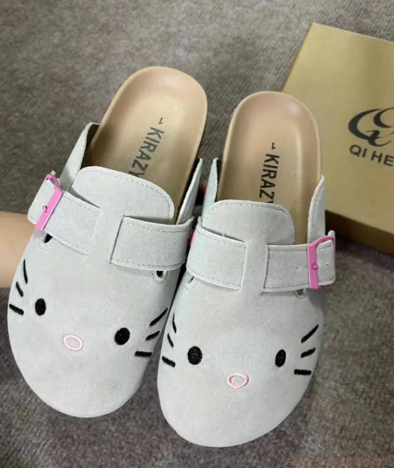 

2024 Sanrio Hello Kitty Cat Cute Anime Slippers Summer Female New Thick Sole Flat Shoes Sweet Cartoon Outdoor Anti Slip Slippers