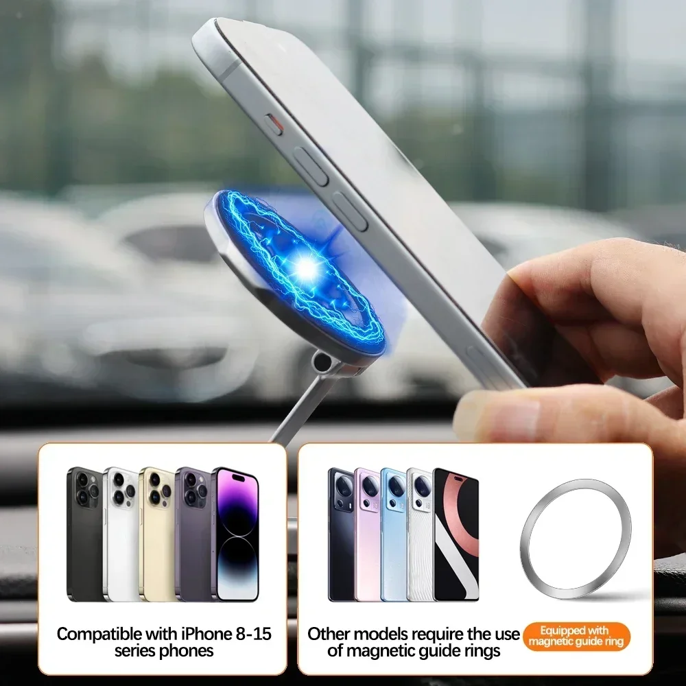 Strong Magnetic Cell Phone Holder Car 360° Swivel Adjustable Back Sticker Holder Magsafe for IPhone 16 Samsung Xiaomi Universal