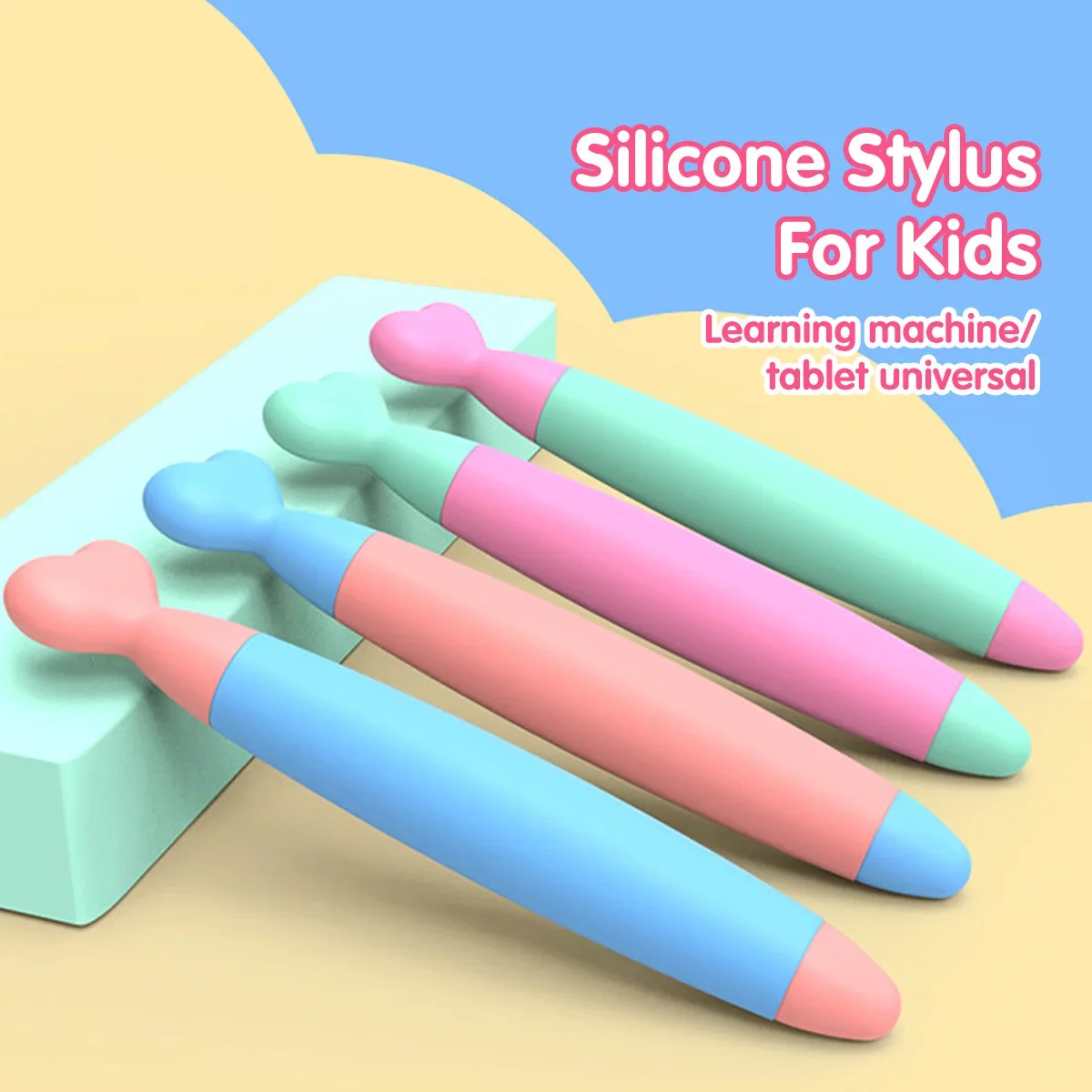 Cute Touch Screen Pen Stylus Silicon Writing Drawing Handwriting Touch Screen Pen for Kids Compatible with Tablet Phone for iPad