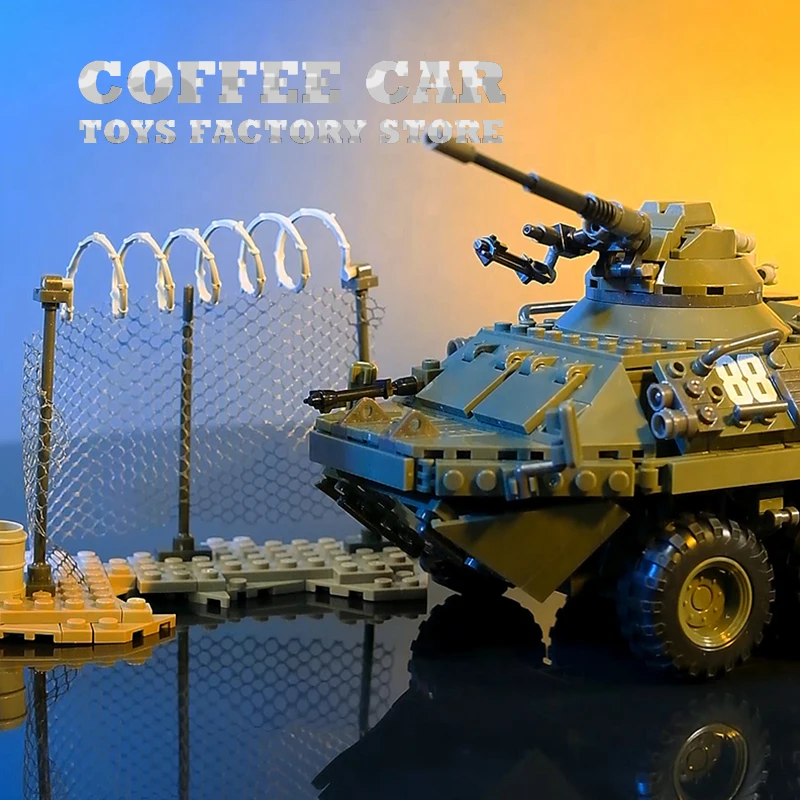 Military Heavy Main Battle Tank MOC Bricks Model Armored Cars Building Blocks Soldiers Weapon Vehicle Children Toys Adult Gifts