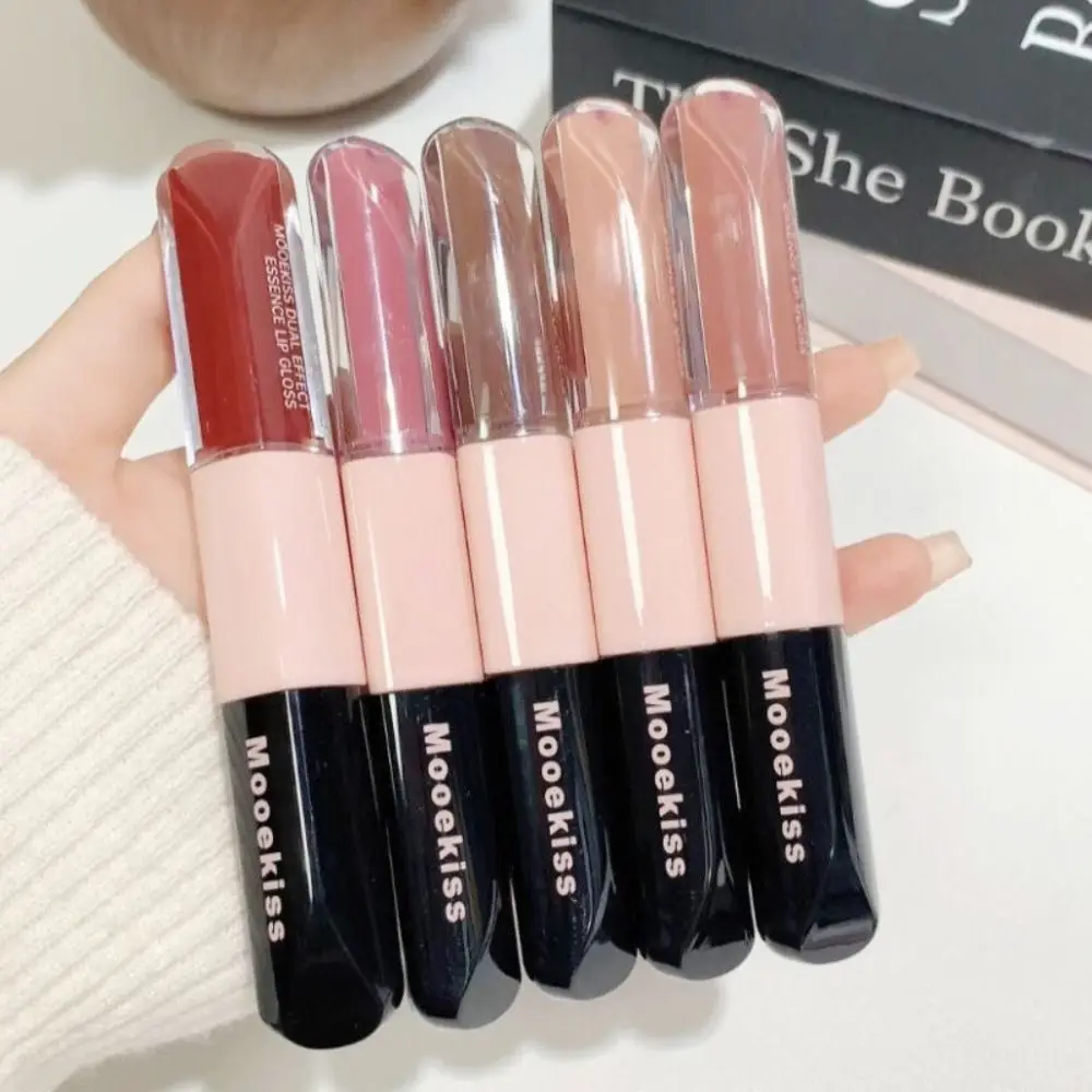 Fashion Double-headed Mirror Lipstick Moisturizing Non-stick Cup Moisturizing Lip Glaze Waterproof Anti Drying Lip Gloss Women