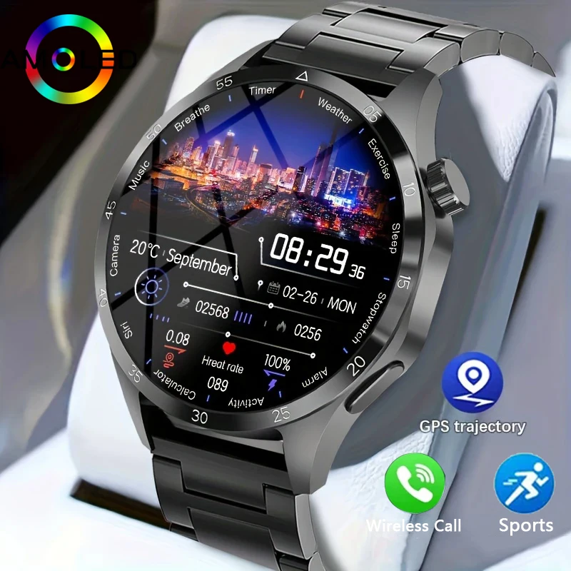 

New Smart Watch Men Full Circle HD Screen Wireless Call Smartwatch Call Reminder GPS Sports Track Bracelet Music Clock+ Gift