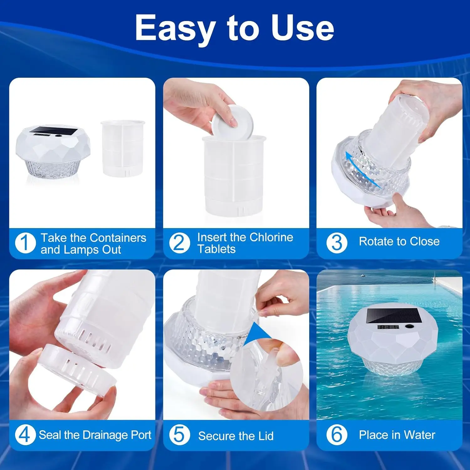 Floating Solar Light for Outdoor Water Features with Thermometer and Cleaning Box IP68 Certified for Durability