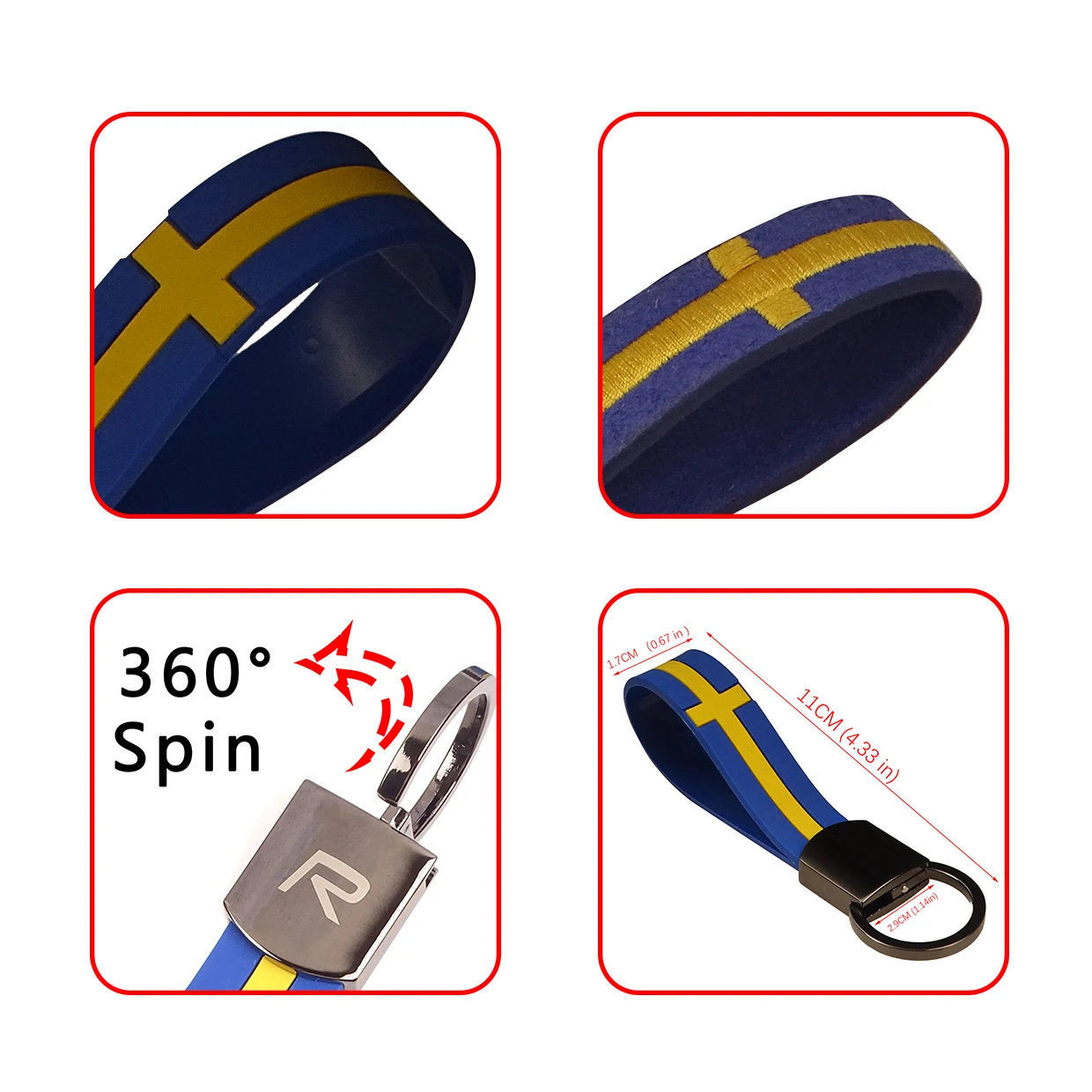 Swedish Flag Style Keychain FOR Volvo R DESIGN XC90 XC60 XC70 C60 XC40 V40 S90 S80 S60 S50 S40 C70 C40 C30 S70 C90 Accessories