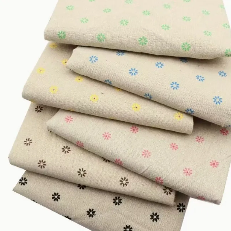 

150x50cm Cotton-Linen Blend Fabric With Vintage Blue Orchid Pattern Rustic-Style Thickened Linen DIY Handmade Home Decor