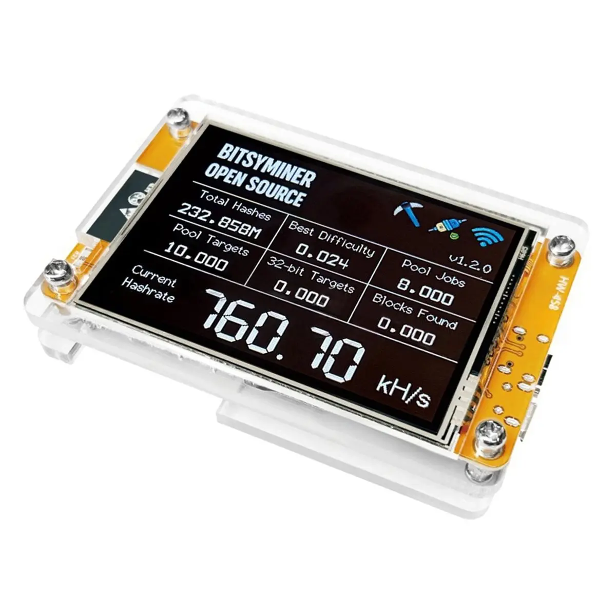 A14G NMMinerNerdMiner V2 780KH/S -, Smart Display Crypto Solo Lottery 750KH/S Bitcoin Mining ASIC Simulator