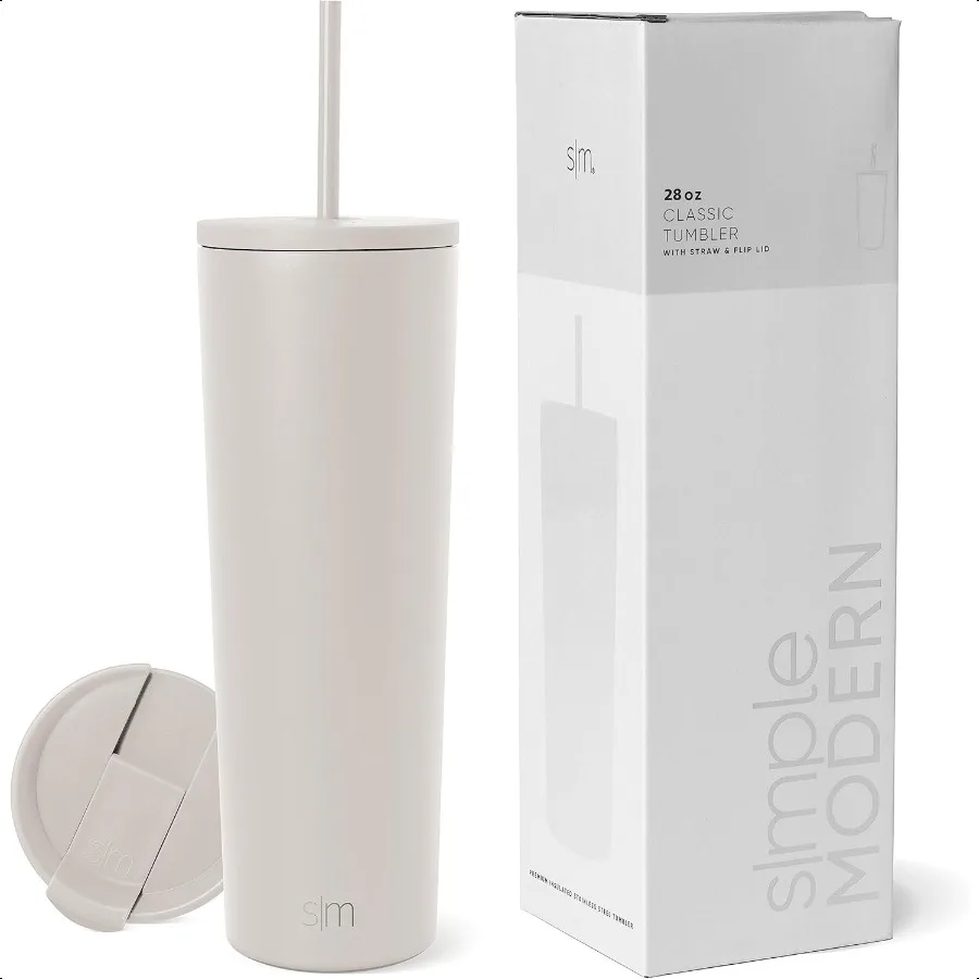 

Insulated Tumbler with Lid and Straw Iced Coffee Cup Reusable Stainl Steel Water Bottle Travel Mug Gifts for Women Men Her Him