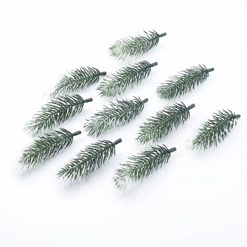 

100Pcs Artificial Plants Plastic Pine Needles Snowflake Scrapbook Christmas Decorations Home Room Diy Gift Box Crafts Garlands