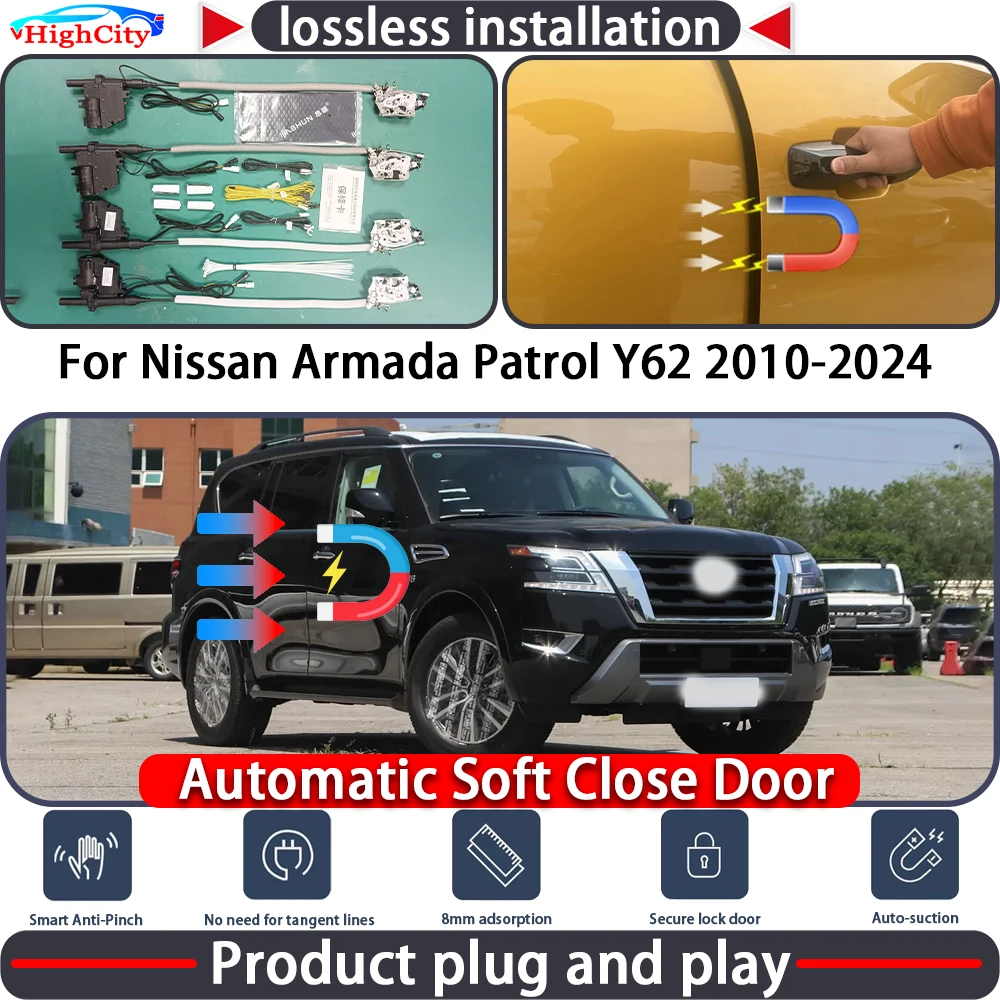 

HighCity Electric Closing Door Lock Actuator for Nissan Armada Patrol Y62 2010-2024 Soft Close Power Latch System Auto Pull Door