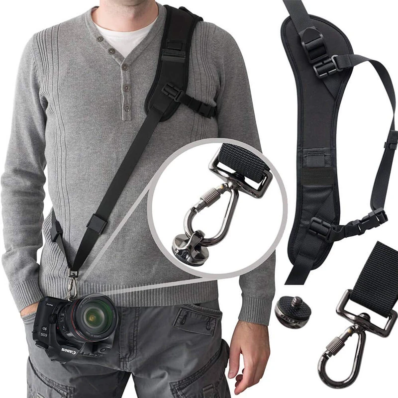 Focus F-1 Shoulder Camera Strap High Quality Quick Carry Speed Sling Soft Shoulder Sling Belt Neck Strap For Camera DSLR Black