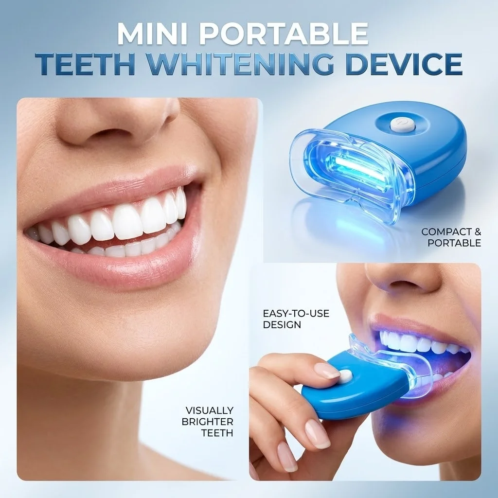 Wireless Cold LED Blue Light Teeth Whitening Kit Portable Home Professional Dental Bleaching System
