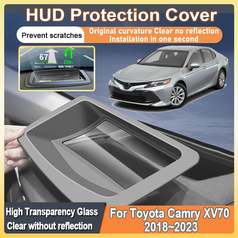 Car HUD Display Cover For Toyota Camry XV70 2018~2023 Daihatsu Altis Head Up Display Dustproof Screen Protect Tools Accessories