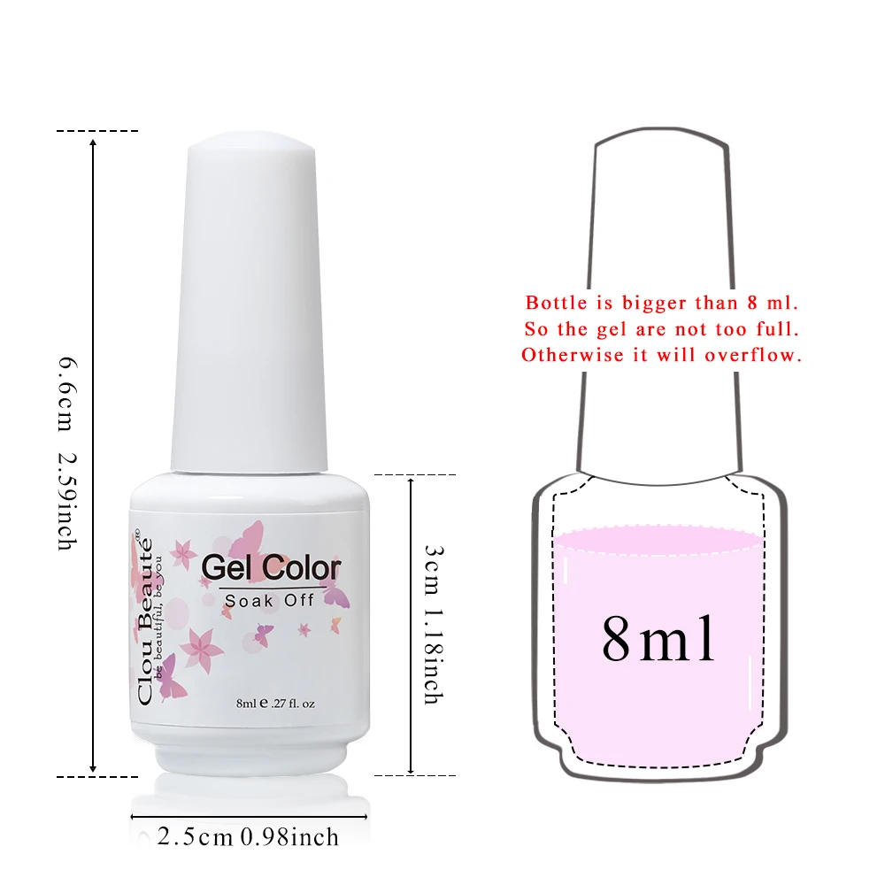 Clou Beaute 8ml HEMA FREE Nail Gel Polish Glitter Gorgeous Full Coverage Soak Off UV LED Semi Permanent Gel Varnish Winter Nails