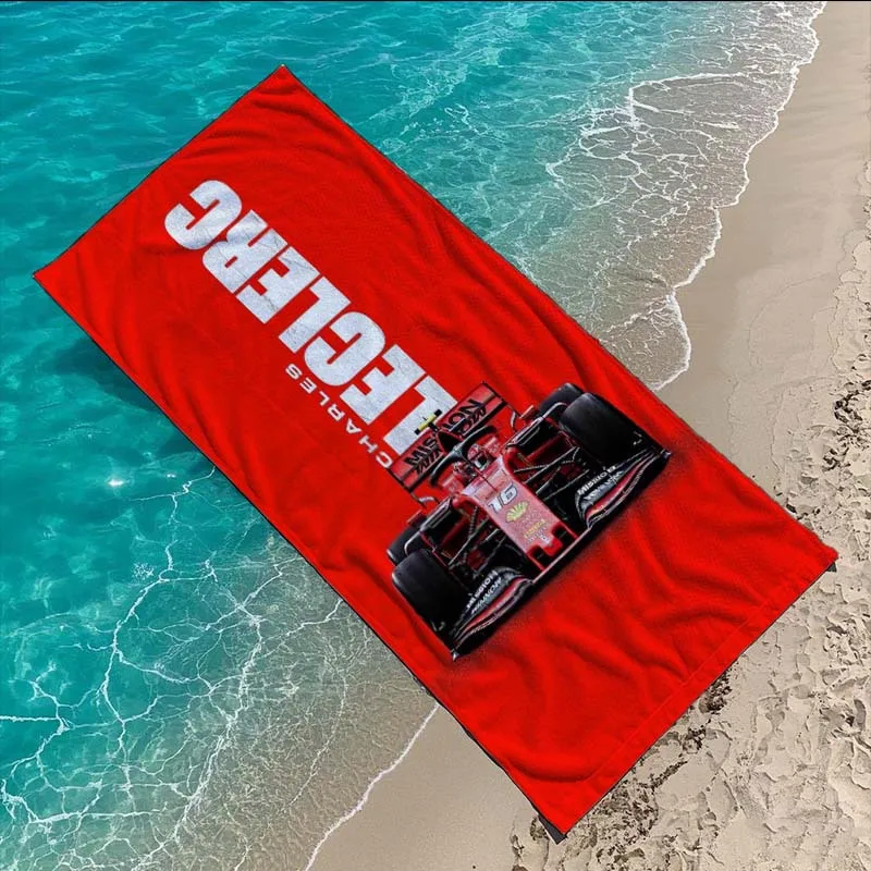 Large Beach Bath Towel 70x140cm Oversized Printed Sports Towel for Pool Swim Vacation F1 Racing Charles Leclerc Fan Gift Summer