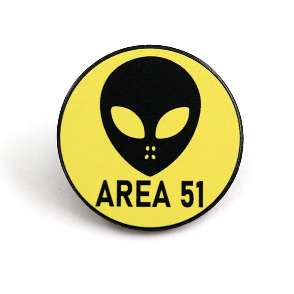 Area 51 Alien Enamel Brooch Alien Area 51 Space Storm Badge Fun UFO Lapel Pin Clothing Bags Accessories Sci-Fi Gift