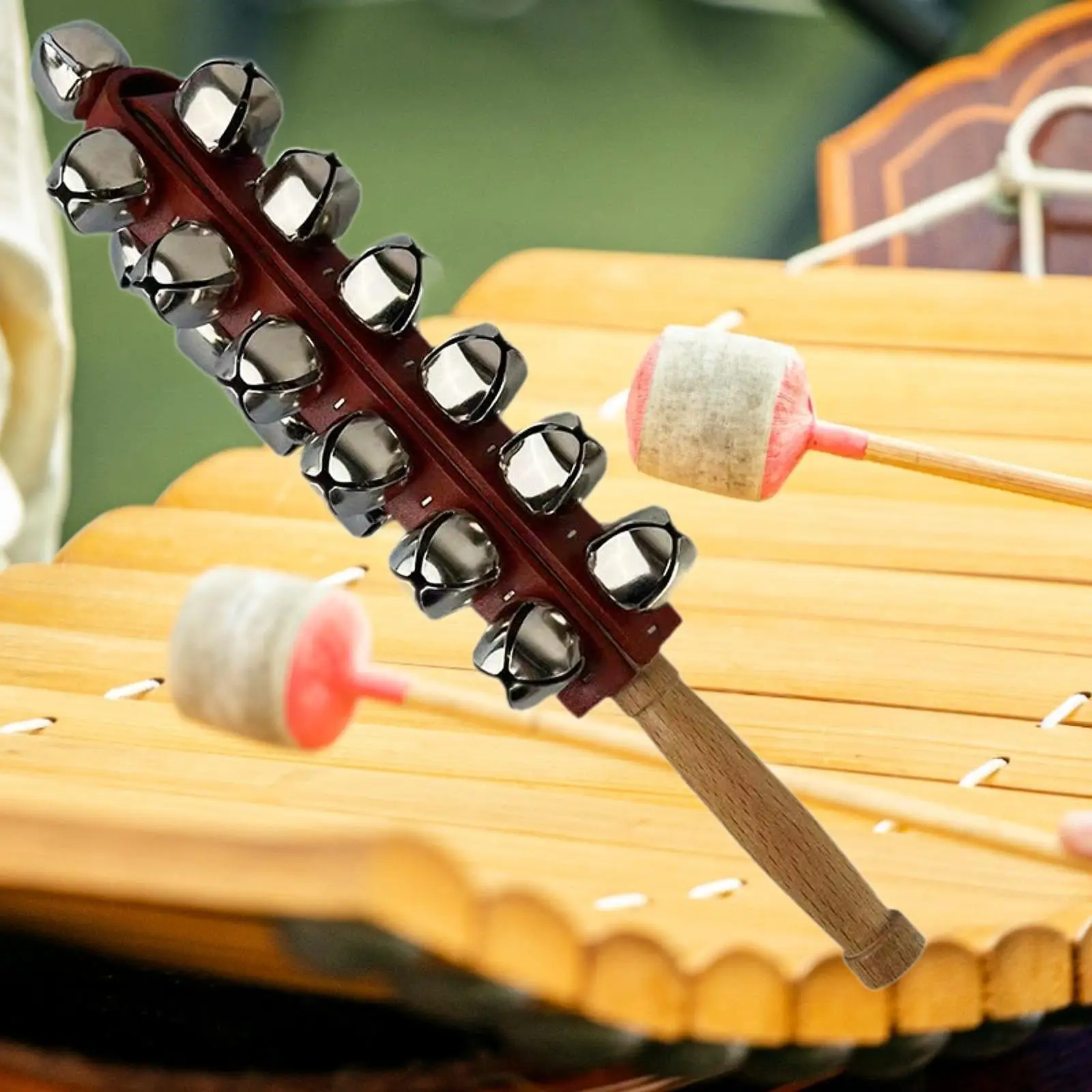 Christmas Hand Sleigh Bells, Portable Clear Sound Hand Bells, Hand Jingle Bell Shaker Rattle Musical Instruments