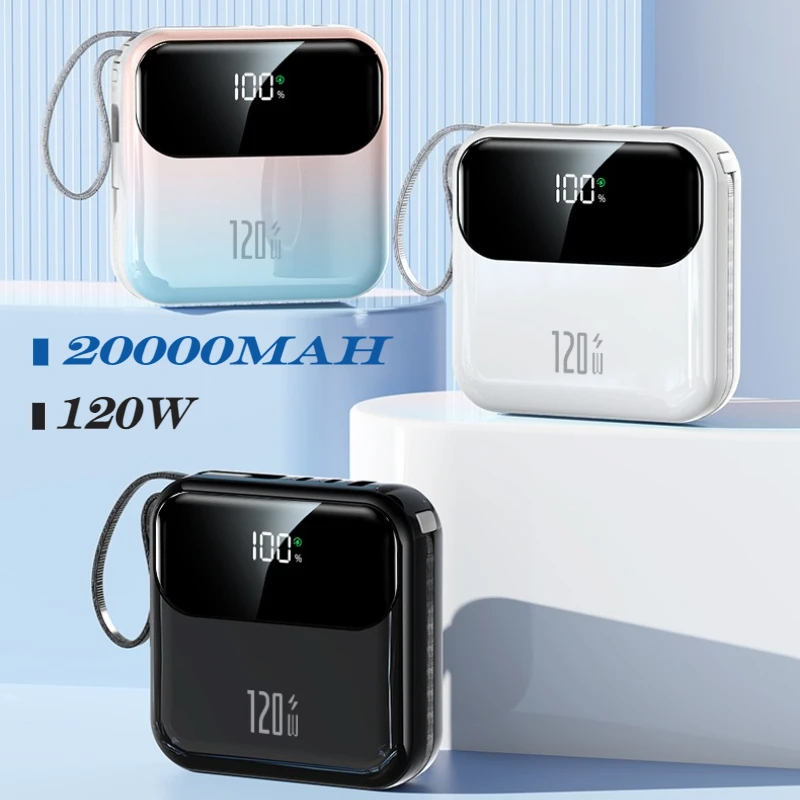 Power Bank 20000mAh with 120W PD Fast Charging Powerbank Portable External Battery Charger for IPhone 17 16 15 Xiaomi Samsung