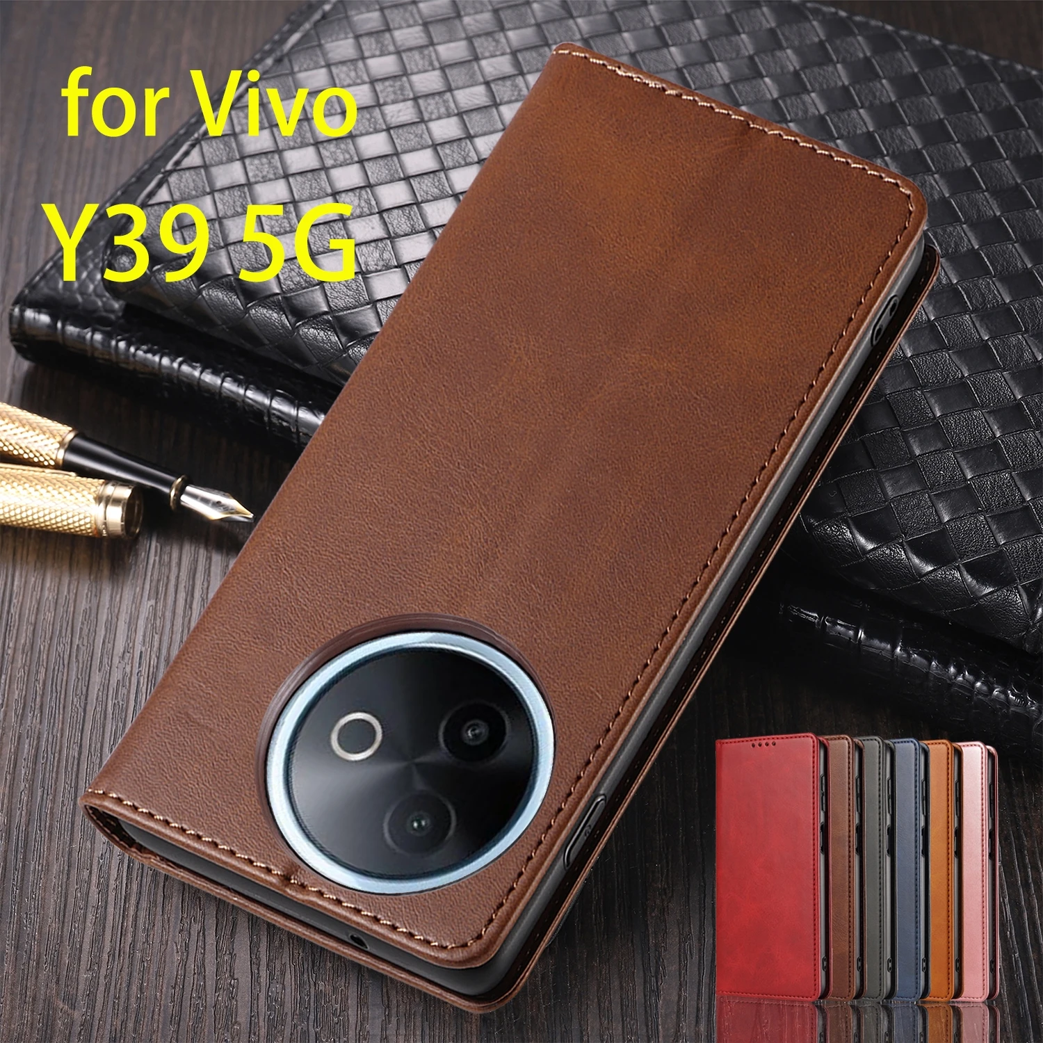 

Кожаный чехол для Vivo Y39 5G Global EUR RUS, держатель для карт, кобура с магнитным притяжением, чехол-бумажник, флип-чехол Capa Fundas Coque