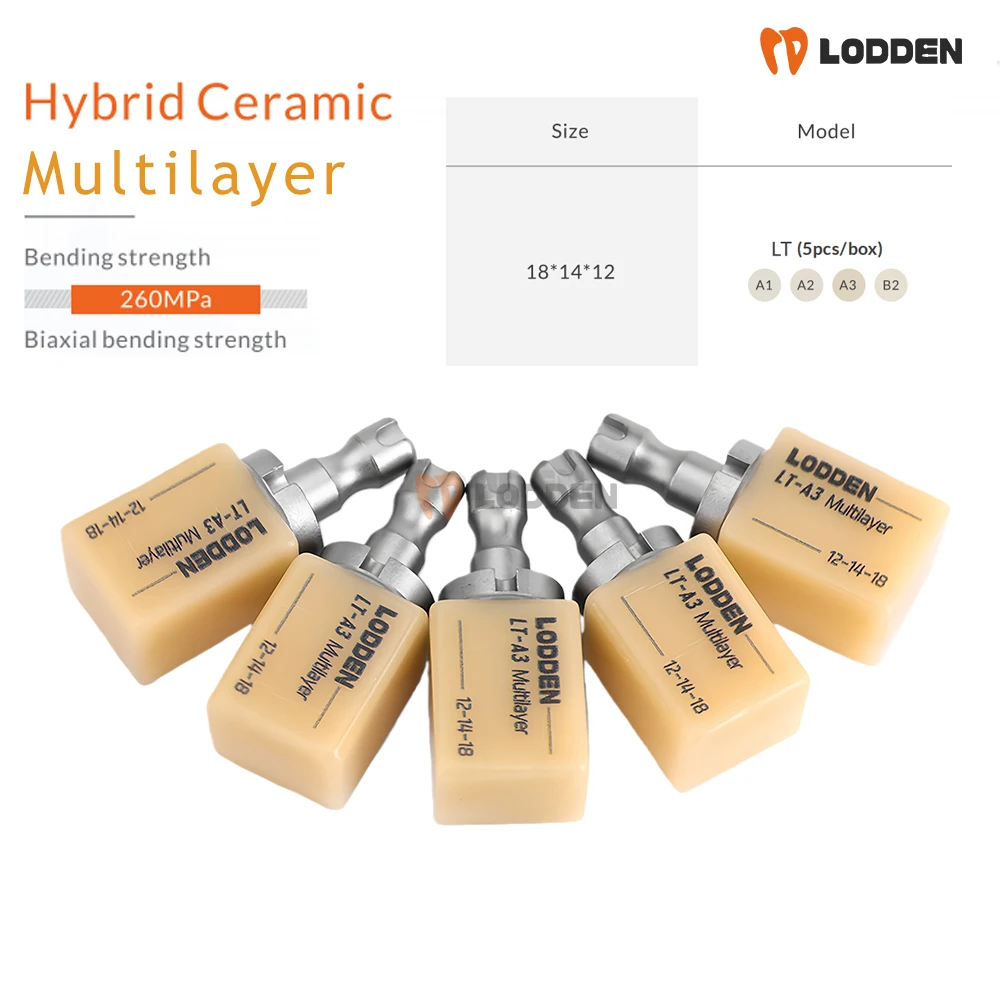 

5 шт. Lodden Dental гибридный керамический многослойный композитный керамический блок C14 18*14*12 мм 80% керамика + 20% материалы из смолы