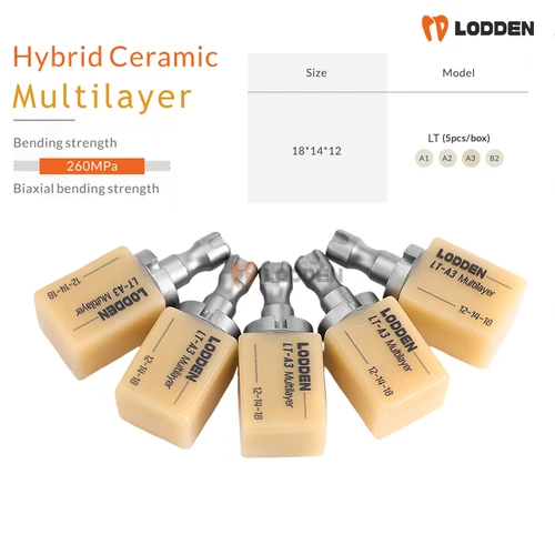 Imagen 1 del producto 5 uds Lodden Dental cerámica híbrida multicapa compuesto bloque de cerámica C14 18*14*12mm 80% cerámica + 20% Material de resina