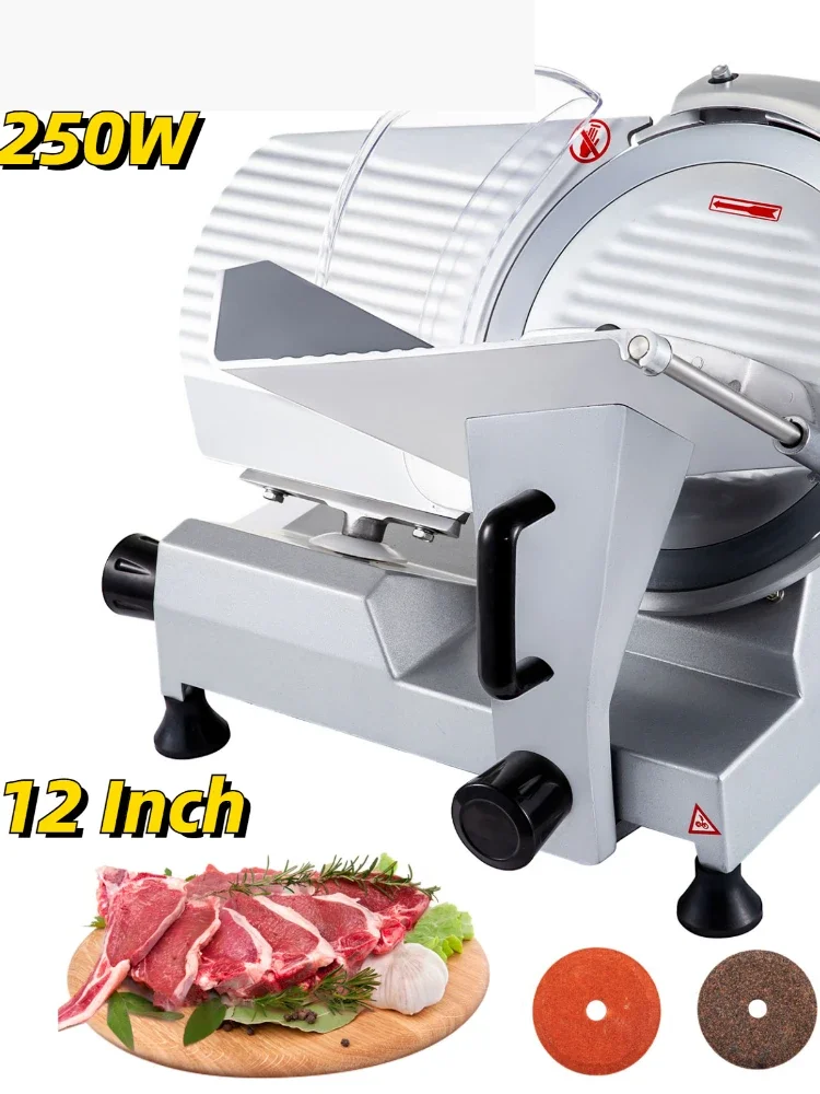 12in Commercial Blade Home Electric Slicer Meat Cutting Machine Kitchen Chopper Anti-Rust Easy-Operating Vegetable Cutter