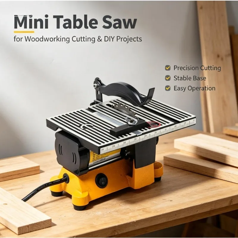 Mini Table Saw Mini Benchtop Cutting Saw Machine for Wood Steel Plate Glass Tile Multifunctional DIY Cutting Tool