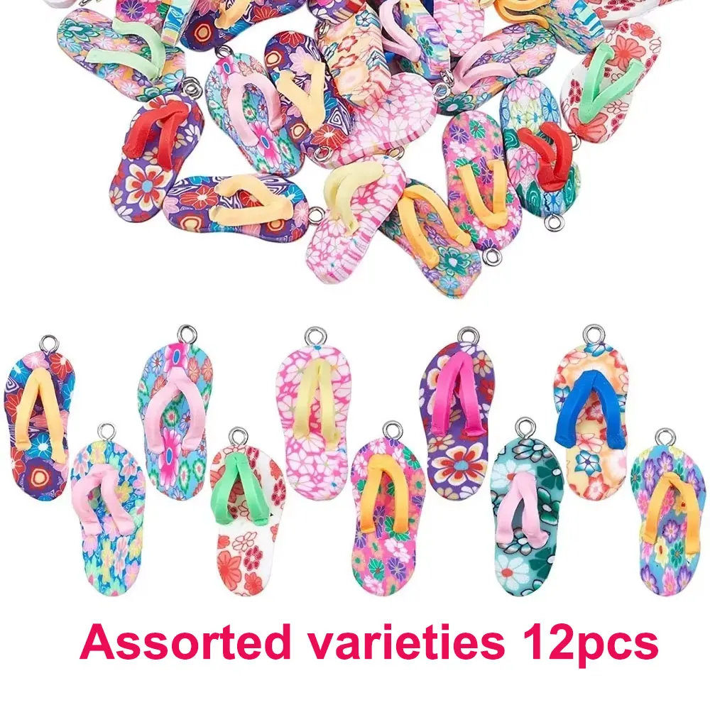 5/12/24 stuks meerkleurige strand schoenvormige hanger, voor doe-het-zelf sieraden maken, voor Valentijnsdag, zomervakantie accessoire decoratie - afbeelding 1