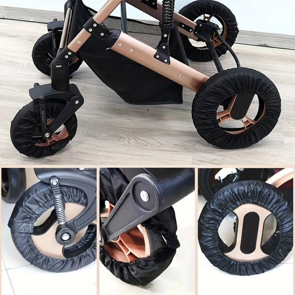 Oxford Cloth Stroller Wheel Dustproof Cover Black Stroller Accessories Wheelchair Tire Protector Infant Pushchair Wheel Cover