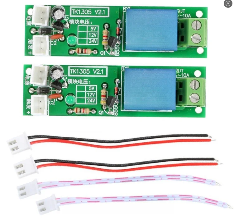 2PCS 12V Adjustable Time Delay Relay Module with Dual Trigger Support 10A Load for Control Panels and Power Management