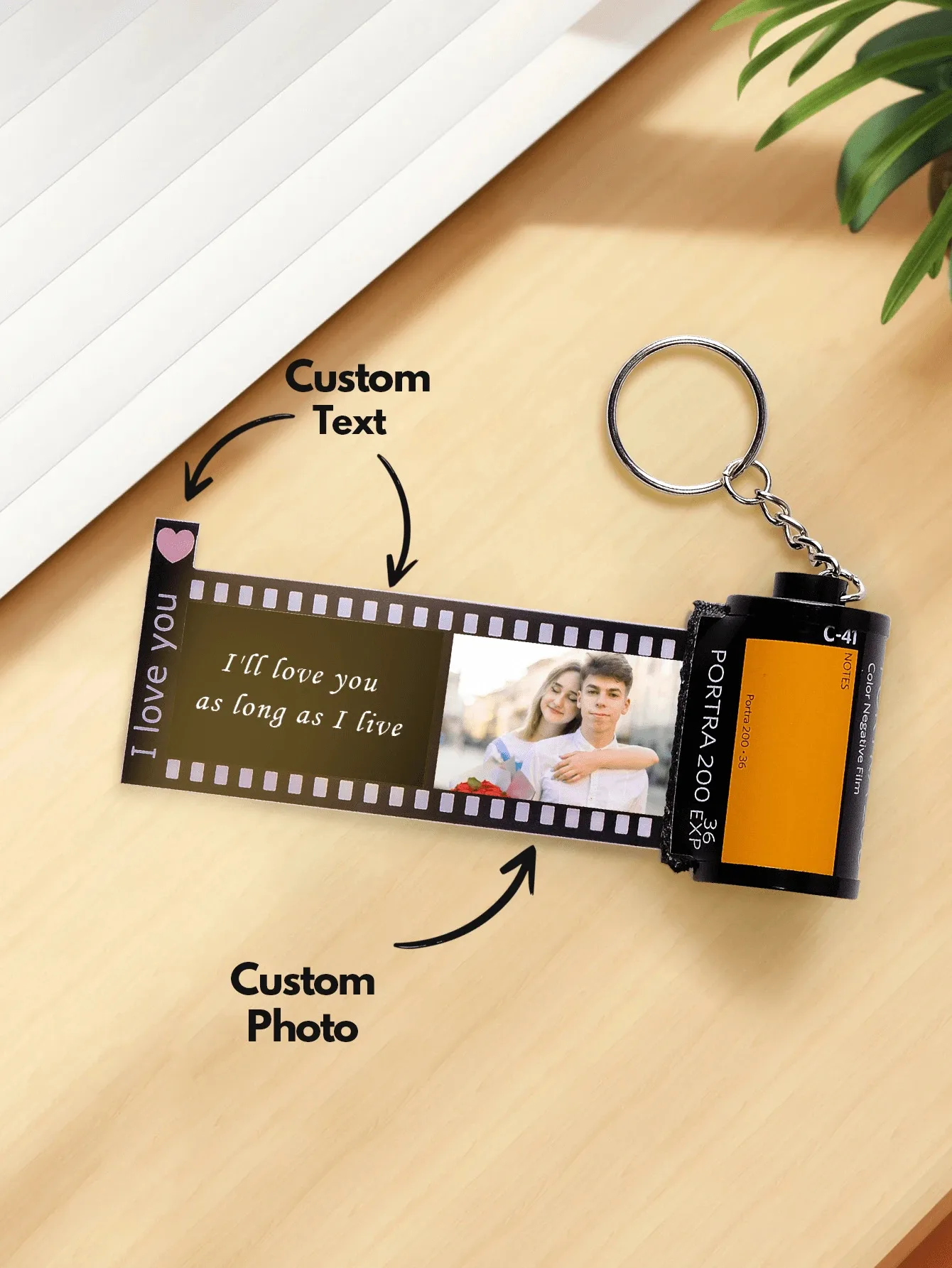 Custom Text and Photo Film Roll Keychain Personalized Camera Memory Keychain With Photos Memorial Gift for Weddings